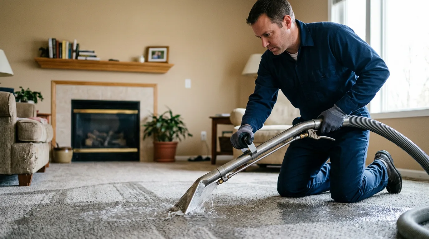 Water damage restoration technician working near Rushsylvania, OH
